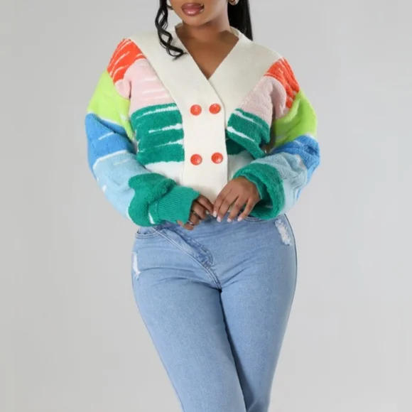 JOYFUL COLORBLOCK CARDIGAN - Picture 1 of 5